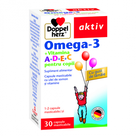 Altele - Doppelherz aktiv Omega-3+vitamina A+D+E+C pentru copii, 30 capsule masticabile