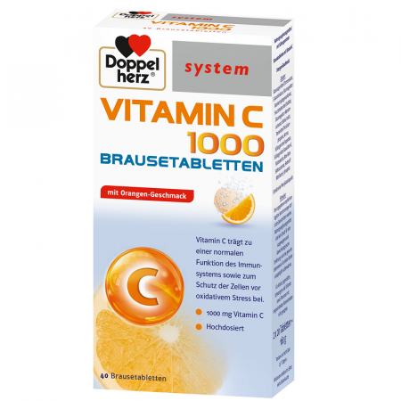 Imunitate - Doppelherz system Vitamina C 1000 mg, 40 comprimate efervescente cu aroma de portocale