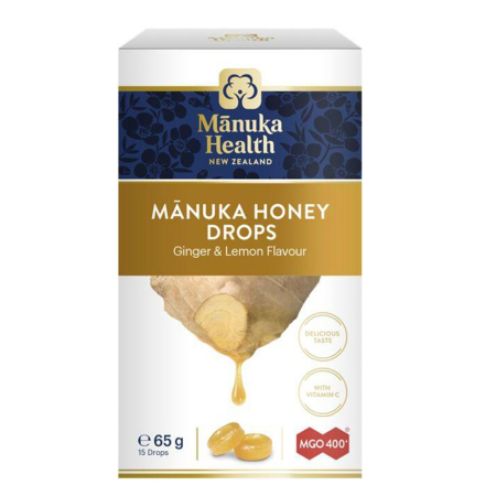 Produse Apicole - Dropsuri cu miere Manuka, ghimbir, lămâie și vitamina C 15 bucăți