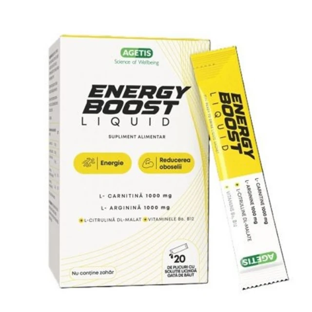 Protectie si Detoxifiere Hepatica - Energy Boost Liquid Agetis 20 plicuri