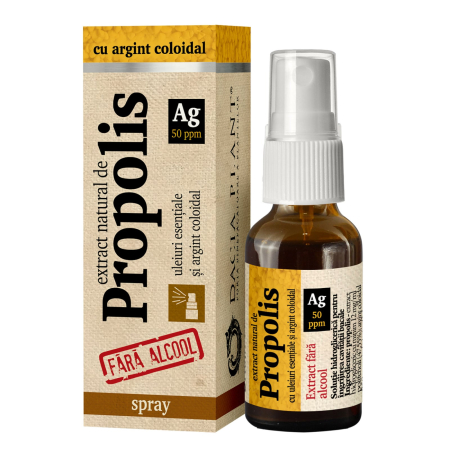 Produse Apicole - Extract natural de propolis cu uleiuri esențiale și argint coloidal spray 20 ml Dacia