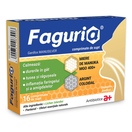 Dureri de gat - Faguria Gardlox Manusilver X 16Cpr.Supt