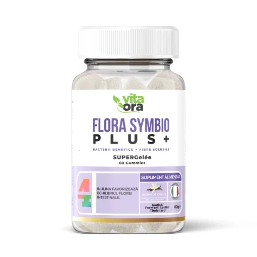 Probiotice, prebiotice si simbiotice - Flora Symbio Plus+ 60 jeleuri VitaOra