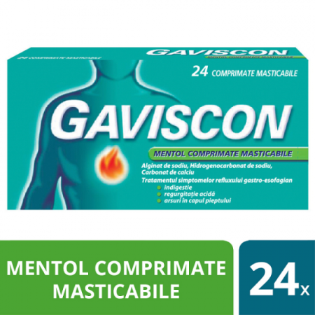 Afectiuni Digestive - Gaviscon Mentol, 24 Comprimate Masticabile