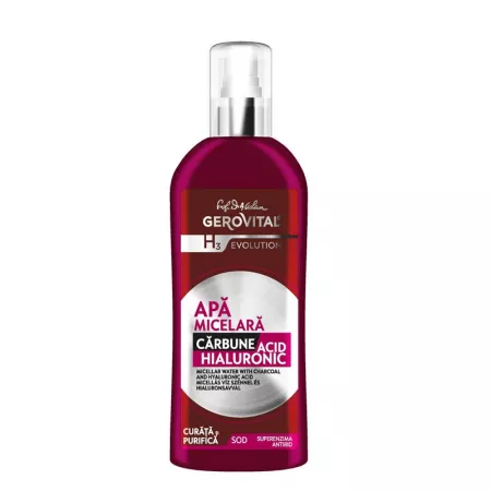 Dermato-cosmetice - Gerovital Apa micelara cu carbune si acid hialuronic , 150 ml