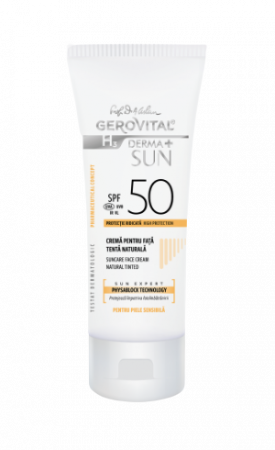 Produse autohtone - Gerovital H3 Derma+ Sun Crema de fata cu tenta naturala SPF50 (46770), 50 ml