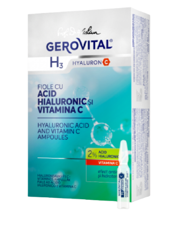 Ingrijire Fata - Gerovital H3 Hyaluron C Fiole cu acid hialuronic 2% și vitamina C, 10 fiole