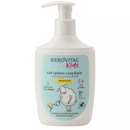 Multivitamine si minerale copii - Gerovital Kids Gel Spălare Corp și Păr Sensitive 300 ml