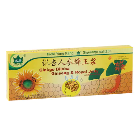 PRODUSE - Ginkgo Biloba, Ginseng Si Royal Jelly 10ML X 10 Fiole Buvabile