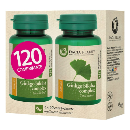 Vitamine si suplimente - Ginkgo Biloba X 120Cpr (2x60) - Dacia Plant