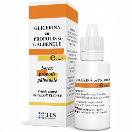 PRODUSE - Glicerina Cu Propolis Si Galbenele Solutie Contra Aftelor Bucale X 25ML