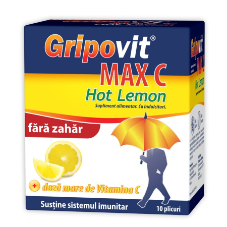 Imunitate adulti - Gripovit Max C Hot Lemon X 10Plicuri - Zdrovit