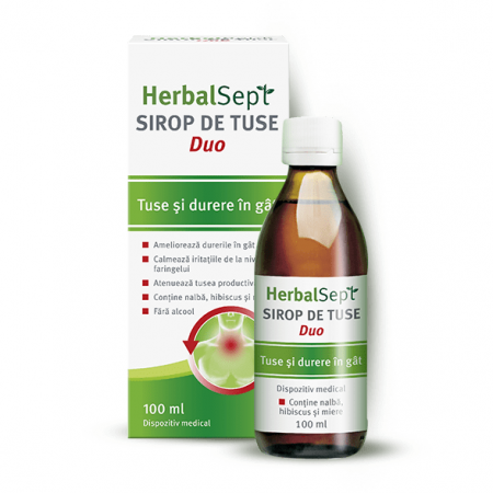 Hapciu! Mă doare gâtul! Tușesc! - HerbalSept Duo Sirop De Tuse X 100ML
