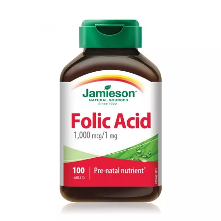 Aștept un bebeluș! - Jamieson Acid folic 1mg , 100 tablete