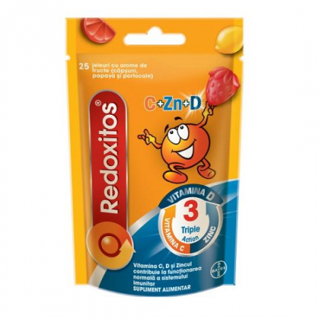 Imunitate - Redoxitos C+Zn+D, 25 jeleuri cu arome de fructe