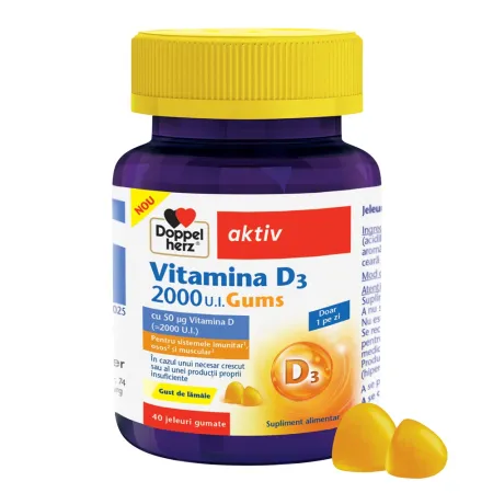 Suplimente Alimentare - Jeleuri gumate cu vitamina D, 2000 UI, 40 bucati