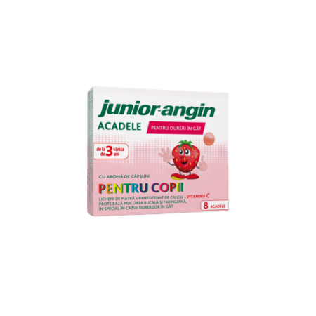 Multivitamine si minerale copii - Junior-Angin pentru copii, 8 acadele cu aromă de căpșuni