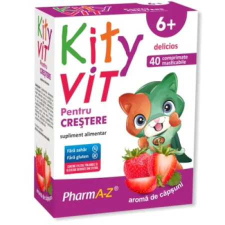 Altele - KityVit pentru crestere, 40 comprimate masticabile cu aroma de capsuni