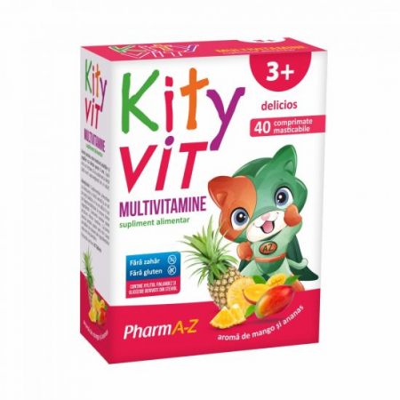 Altele - KityVit Multivitamine, 40 comprimate masticabile cu aroma de mango si ananas