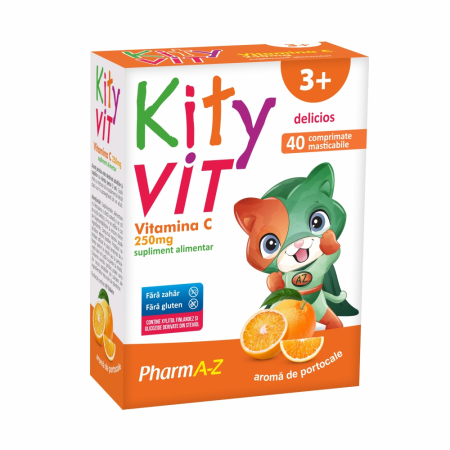 Indulcitori si Zahar - Kityvit Vitamina C 40 comprimate masticabile cu aromă de portocale