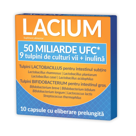 Multivitamine si minerale adulti - Lacium 50 miliarde UFC 10 capsule eliberare prelungită