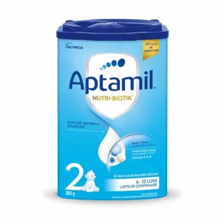 Formule Lapte Praf - Lapte praf de continuare Aptamil Nutri-Biotik 2, 6-12 luni, 800 g