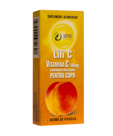 Ingrijire Corp - Lili C Vitamina C 100 mg pentru copii, aromă de piersică, 30 comprimate masticabile