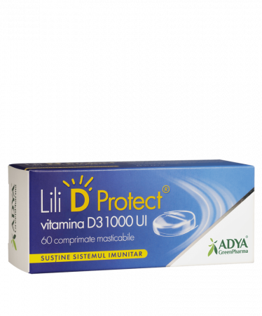 Produse autohtone - Lili D Protect vitamina D3 1000 UI, 60 comprimate masticabile