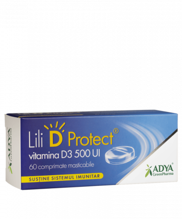 Produse autohtone - Lili D Protect vitamina D3 500 UI, 60 comprimate masticabile
