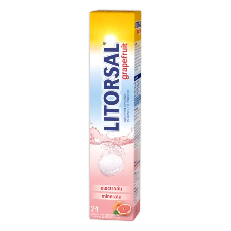 Multivitamine si minerale adulti - Litorsal Electroliti cu aromă de grapefruit 24 comprimate efervescente Zdrovit