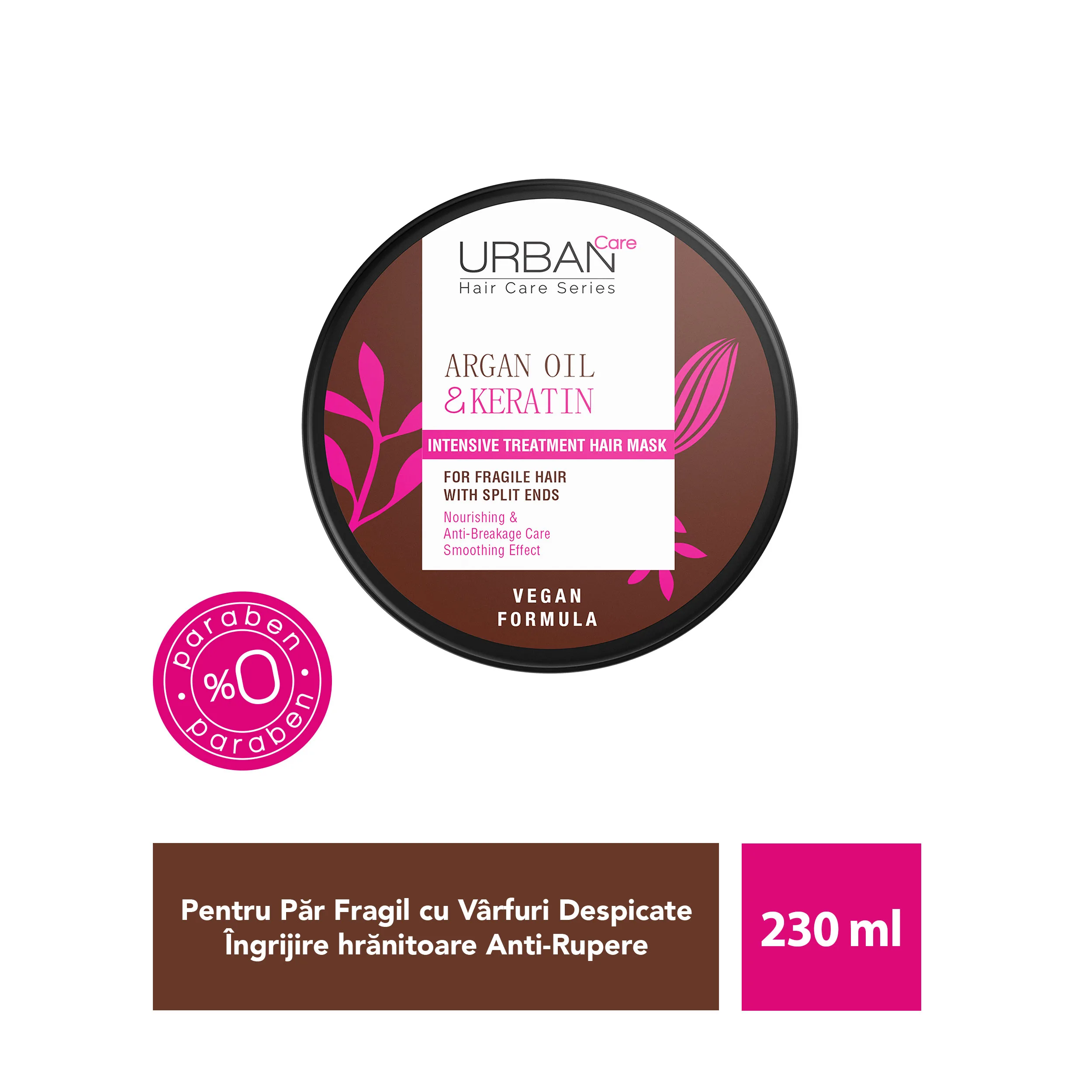 Mască păr tratament intensiv cu ulei de argan și keratină 230 ml Urban [1]