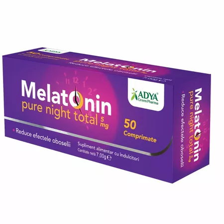 Somn liniștit - Melatonin pure night total 5 mg, 50 Comprimate