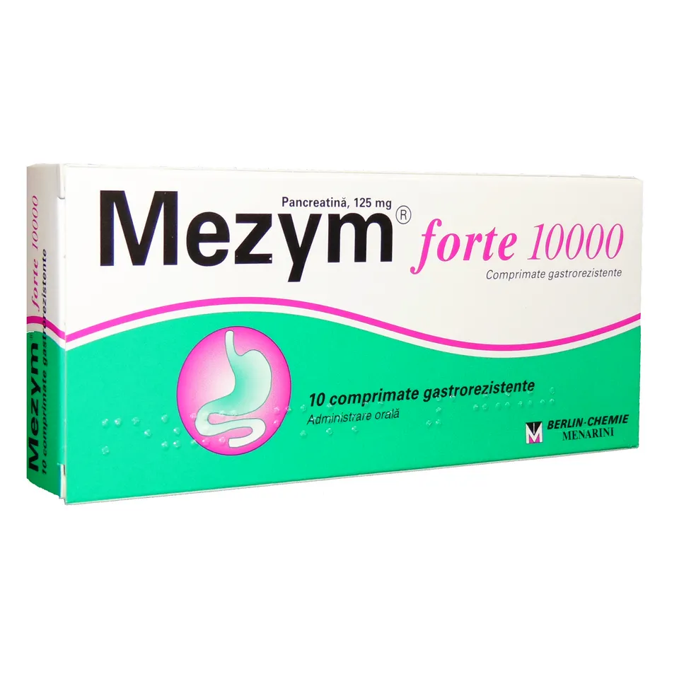 Afectiuni Digestive - Mezym Forte 10000, 10 Comprimate Gastrorezistente