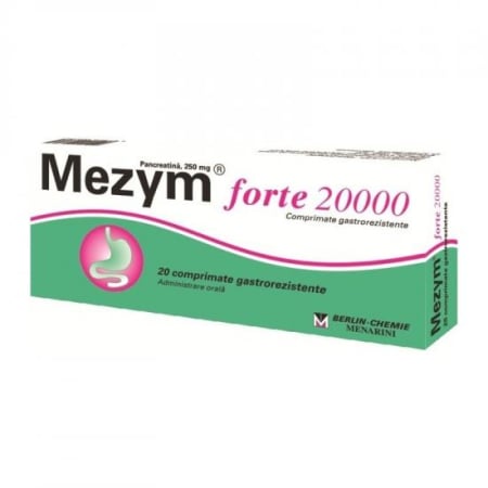 Afectiuni Digestive - Mezym Forte 20000, 20 Comprimate Gastrorezistente