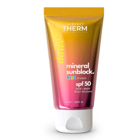 Multivitamine si minerale copii - Mineral Sunblock SPF50 Adulți și Copii 50 ml Synergy Therm