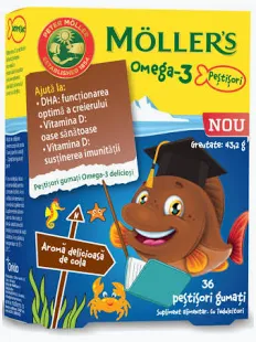 Omega 3 - Mollers Omega-3 Pestisori Cola Jeleuri X 36Buc