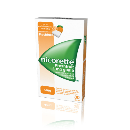 Antitabac - Nicorette Freshfruit 4 Mg Guma Medicamentoasa Masticabila, 30 Bucati