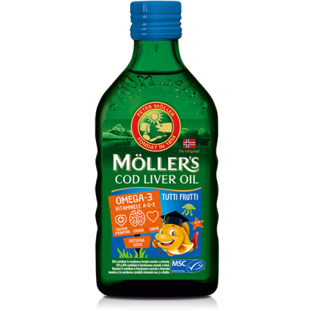 Puiul mamei - Moller's Cod Liver Oil Omega-3 tutti-frutti pentru copii, 250 ml