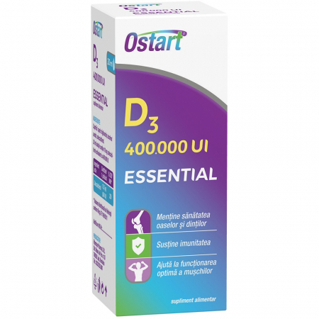 Au, scârțaie și doare-mobilitate scăzută + dureri osoase și articulare - Ostart Essential D3 400.000 UI picaturi, 20 ml
