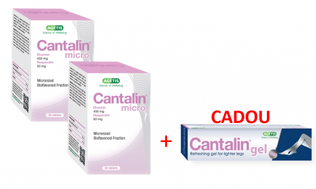 Circulatie periferica deficitara - Pachet Cantalin micro, 32 comprimate, 2 cutii + Cantalin gel cadou