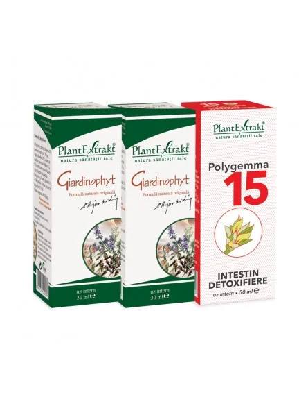 PRODUSE - Pachet Deparazitare Giardinophyt 2 x 30 ml + Polygemma 15, 50 ml