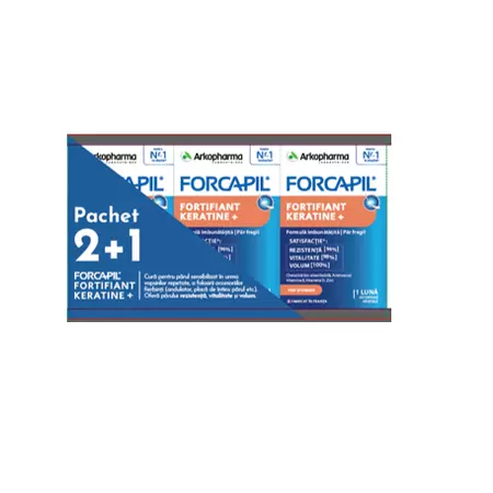 PRODUSE - Pachet Forcapil Fortifiant Keratine + 2+1 , 60capsule vegetale