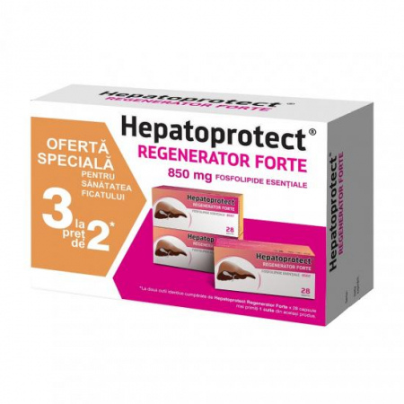 PRODUSE - Hepatoprotect regenerator forte, 28 capsule moi, 3 cutii la pret de 2