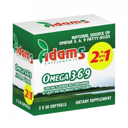 Circulatie periferica deficitara - Pachet Omega 3-6-9 Ulei din Seminte de In 30cps Adams 1+1 GRATIS