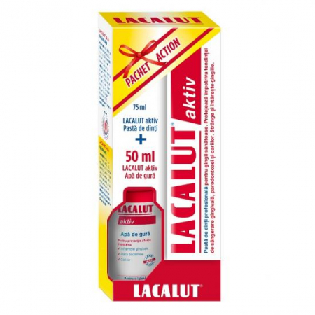 Economy Pack - Pasta Dinti Lacalut Aktiv X 75ML+Apă Gură Lacalut Aktiv X 50ML - Pachet Action