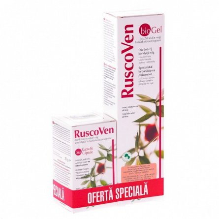 Oferte și reduceri - Pachet Ruscoven plus , 50 capsule + Ruscoven Gel Bio , 100ml