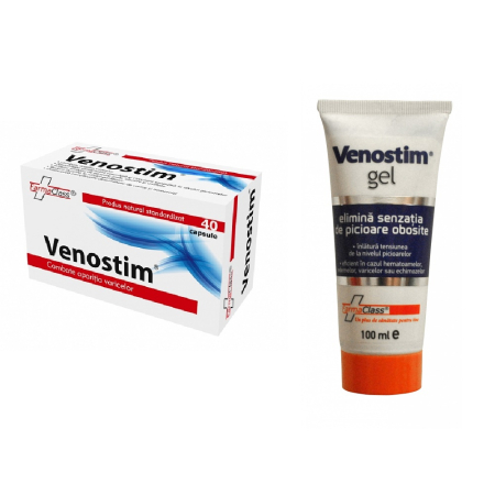 Multivitamine si minerale adulti - Pachet Venostim 40 capsule + gel 100 ml