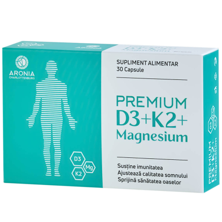 Tincturi Si Gemoderivate - Premium D3+K2+Magnesium - 2 vitamine și 2 forme de magneziu care susțin imunitatea, somnul și oasele