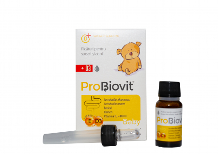 PRODUSE - Probiovit Baby + Vitamina D3 Probiotic,Picaturi pentru sugari si copii, 10 ml