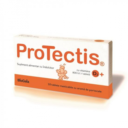 Promotiile lunii Septembrie - ProTectis cu vitamina D3 800 UI, 10 tablete masticabile cu aroma de portocale